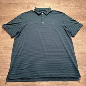 Vineyard Vines Polo Shirt Mens XL Blue Stripe Performance Whale Logo Golf Adult
